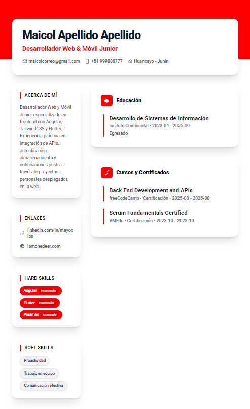 Ejemplo de CV Creativa